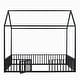 preview thumbnail 14 of 26, Full Size House Design Platform Bed, Metal Floor Bed Frame with Fence, Door and Roof, No Box Spring Needed for Bedroom