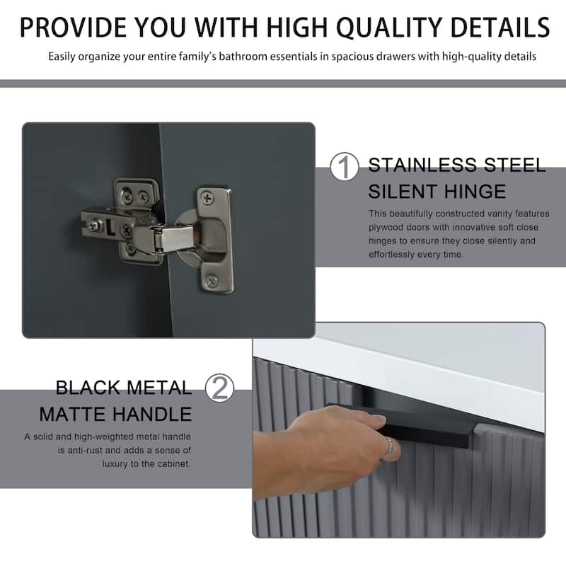 Malwee 24"/30"/48" FreeStanding Bathroom Vanity, Floor Stand Bathroom Vanity with Resin Top,Soft Close Door & Drawer
