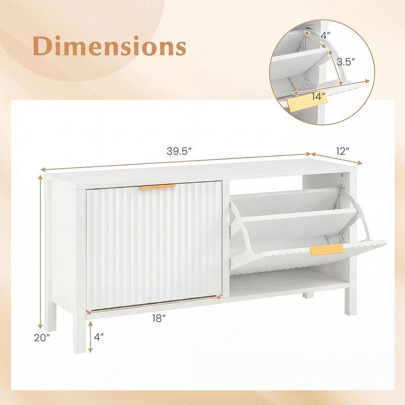 Gymax Shoe Storage Bench Narrow Wooden Entryway Bench w/ 2 Flip