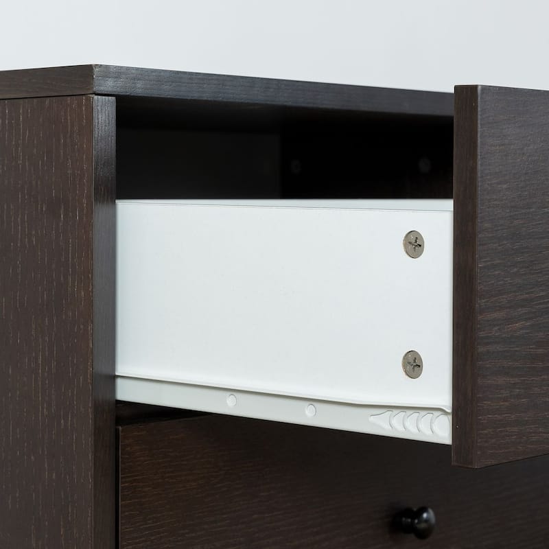 Modern Auburn Solid Wood Dresser Chest of Drawers with Retro Round Handle