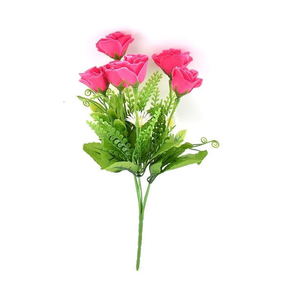 Wedding Party Decor Rose Buds 6 Heads Artificial Flower Bouquet Nosegay Red