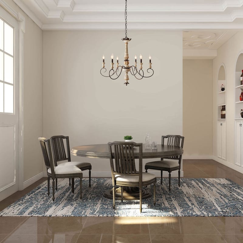 The Gray Barn French Country 6-Light Wood Chandelier Classic Farmhouse Lights - 31.1" D x 28" H