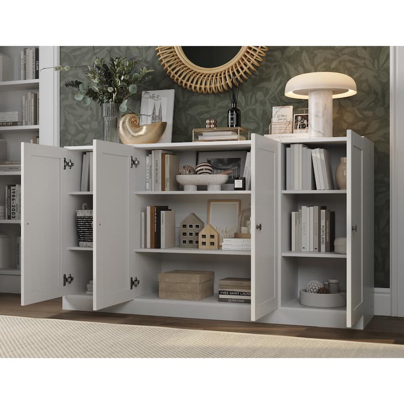 Palace Imports 100% Solid Wood 65" Sideboard with Shaker Doors and Adjustable Shelves