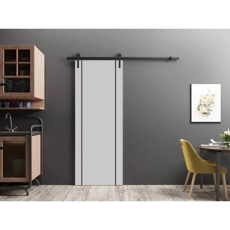 Sturdy Barn Door 18 x 80 Planum 0016 Grey Matte with 6.6FT