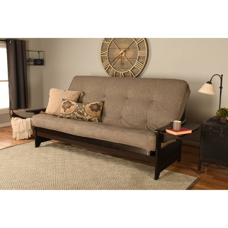 Somette Phoenix Queen-size Futon Set in Espresso Finish with Linen Mattress