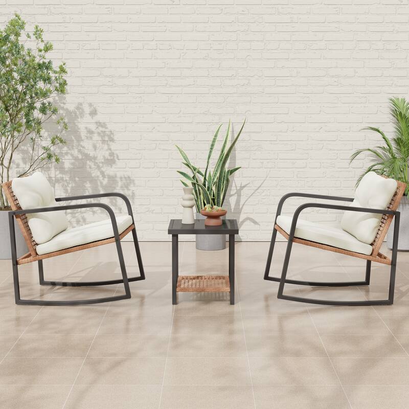 Outdoor 3 Piece Rocking Chair Furniture Chair Set