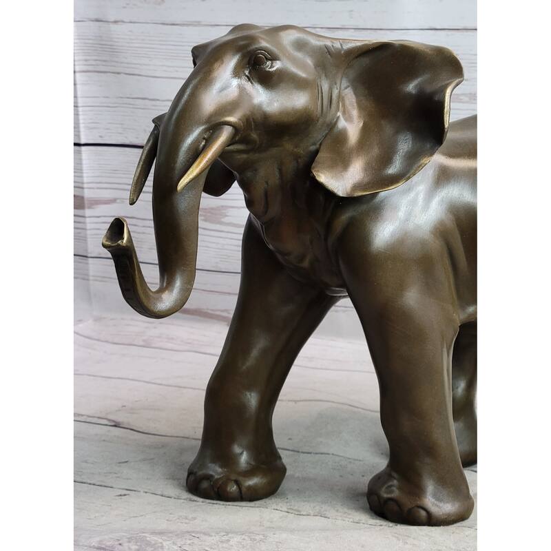 Smooth Imitative Elephant Bronze Metal Figure Sculpture Handmade Art Decor Collectible
