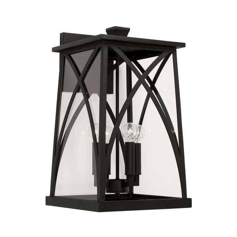Marshall Outdoor 4-Light Large Wall Lantern w/ Clear Glass - Black