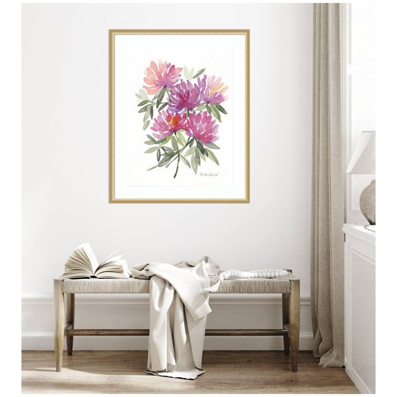 Kate and Laurel Framed Art Abstract Watercolor Pink Floral by Patricia Shaw