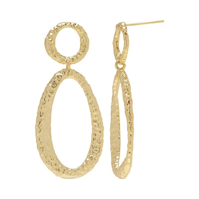 Victoria Townsend Yellow Gold Plated Oval Drop Stud Earrings