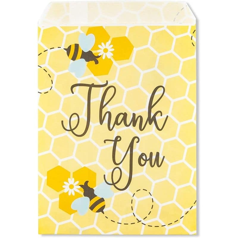 Sparkle and Bash 100pcs Bumblebee Party Favor Goodie Bag for Honey Bee Baby Shower Treat Gifts 7"
