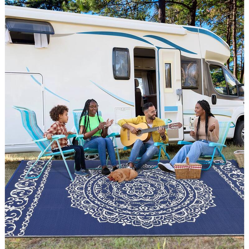 Outdoor Rug Reversible Patio Rug Plastic Straw Rug Waterproof Lightweight Rug