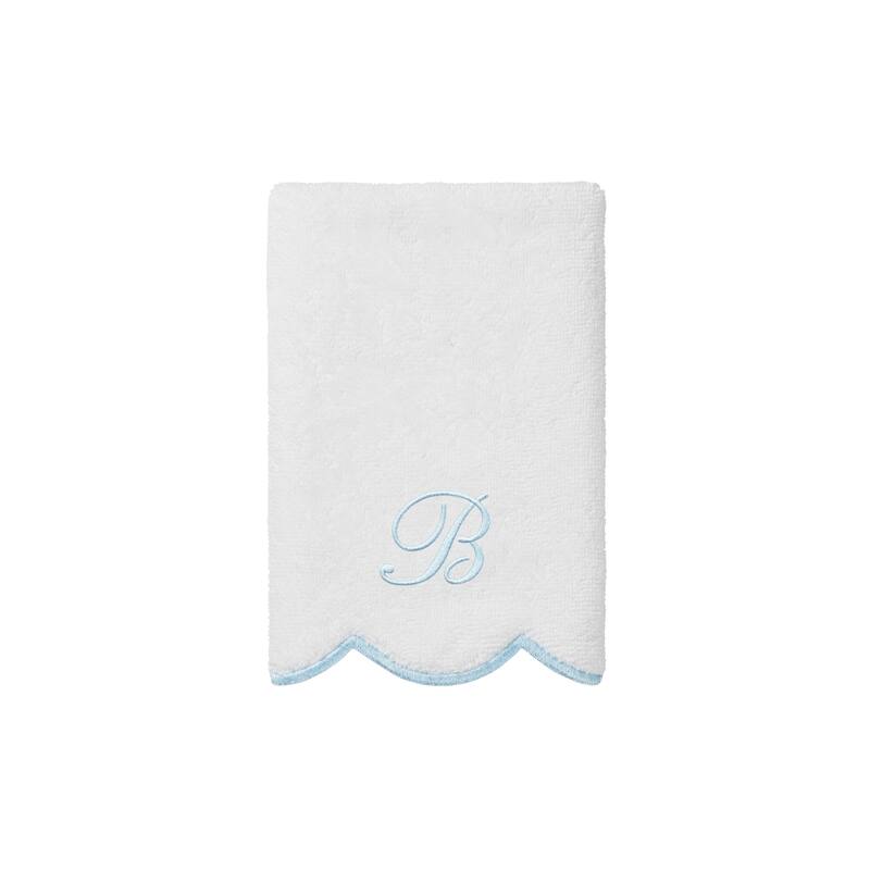 Authentic Hotel and Spa 100% Turkish Cotton Blue ADORNIA Scallop Personalized 3 Piece Towel Set - 3 Piece Set