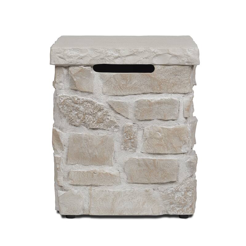Scottsdale 20"H Square Stone Propane Tank Cover in Beige by Real Flame