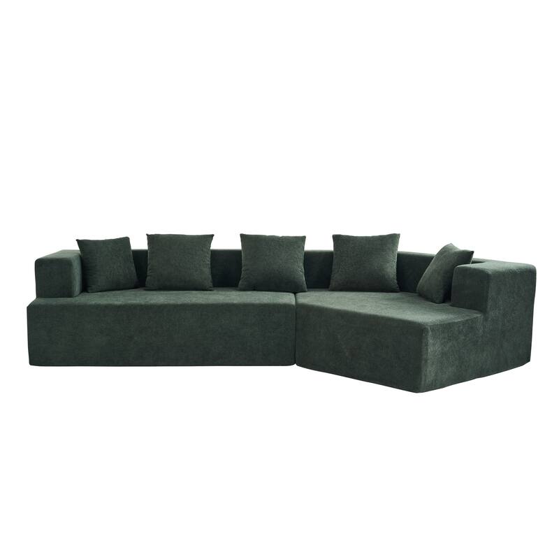 129.5" Chenille Memory Foam Sectional Sofa with Quick Rebound Foam