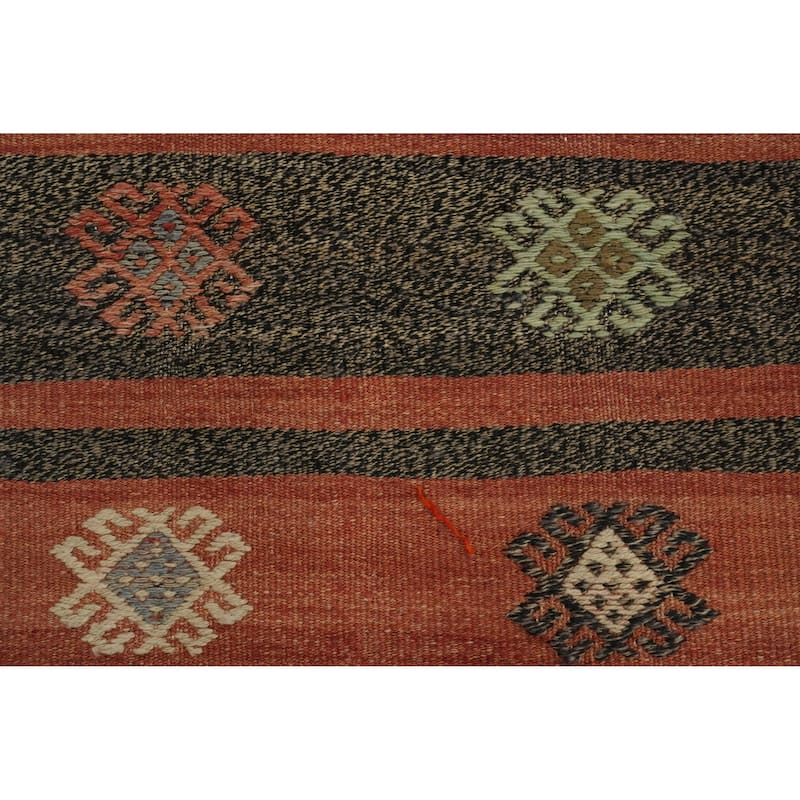 Hand Woven Oriental 100% Wool Carpet Southwestern Tribal Oranges & Rust Kilim Area Rug - 11' 11'' X 6' 4''