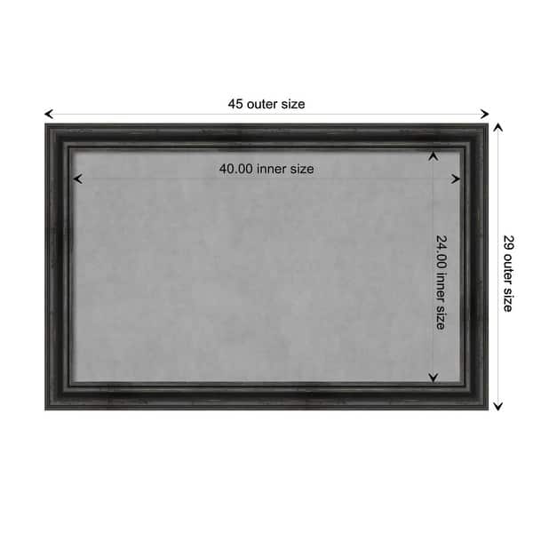 dimension image slide 15 of 17, Amanti Art Rustic Pine Black Framed Magnetic Board