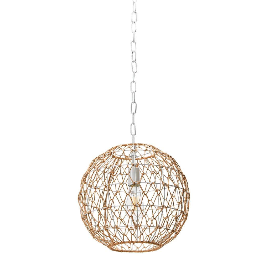 Robert Stevenson Lighting Alaina - Paper Rope and Metal Ceiling Light - 14L x 14W x 76H