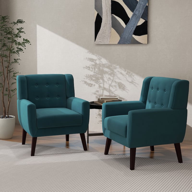 2 Set Modern Accent Chair Velvet Armchair