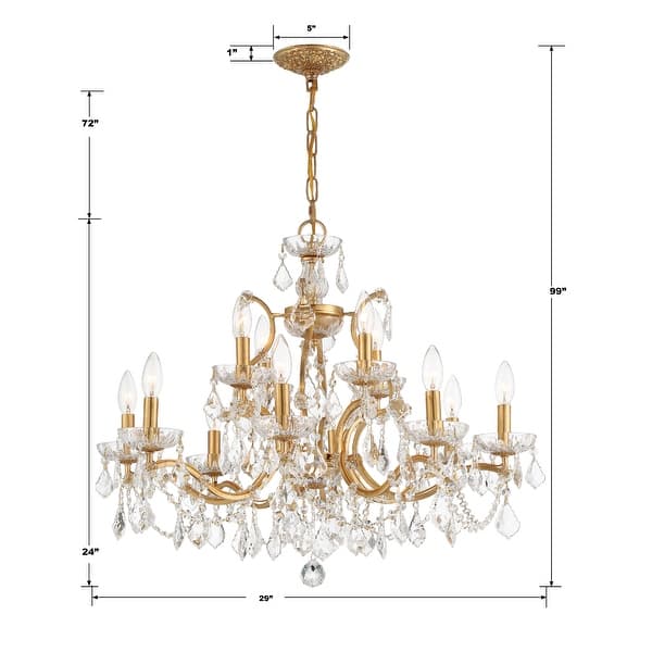 Filmore 12 Light Antique Gold Chandelier - 29"W x 24"H