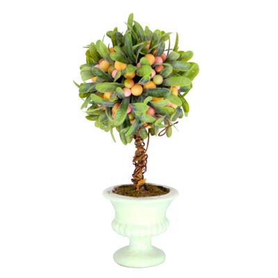 Puleo International 14" Artificial Mini Spring Mistletoe Tree with Berries in Potted Pulp, Multicolor