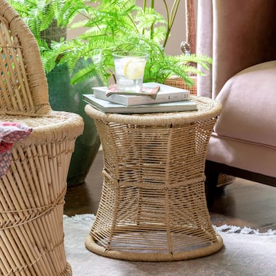 Sanibel Woven Rope Side Table - 15.25"L x 15.25"W x 15.5"H