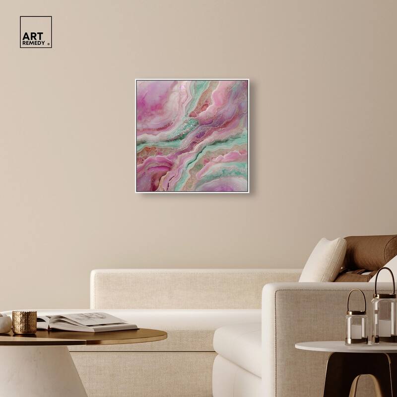 Pink and Mint Crystal IV Canvas by Art Remedy