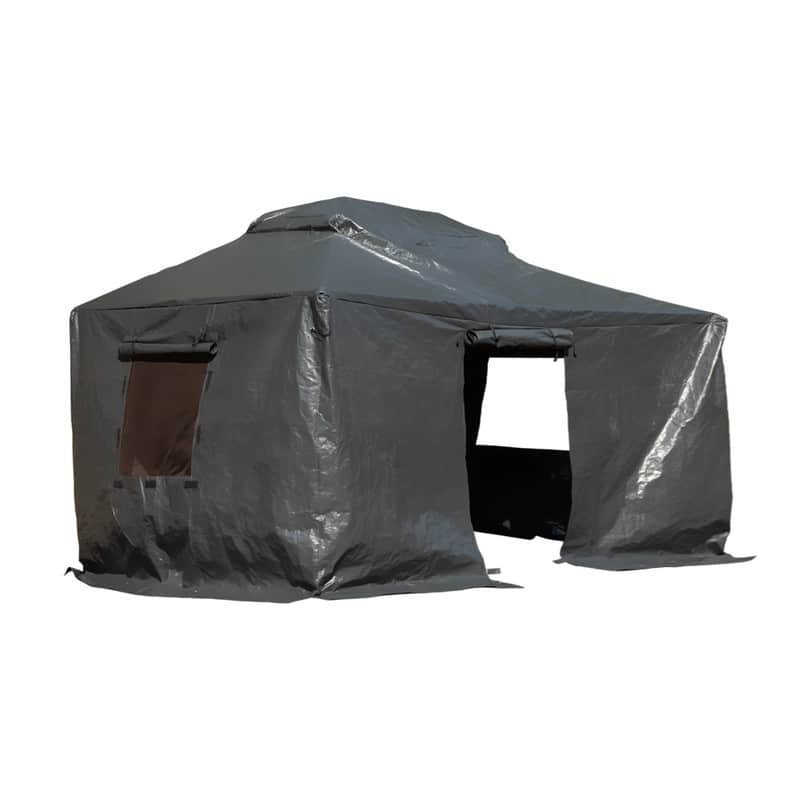 Domi 8' x 8' Universal Winter Gazebo Cover, All Season Waterproof Enclosed Cover with Sidewalls & Ventilated Mesh Windows, White - Dark Grey - 12' x 20'