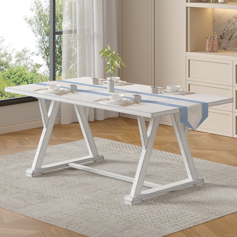 Javlergo Rectangular Dining Table and Chairs Set for 4-8,Modern Kitchen Table Set with Removable Leaves Space Saving