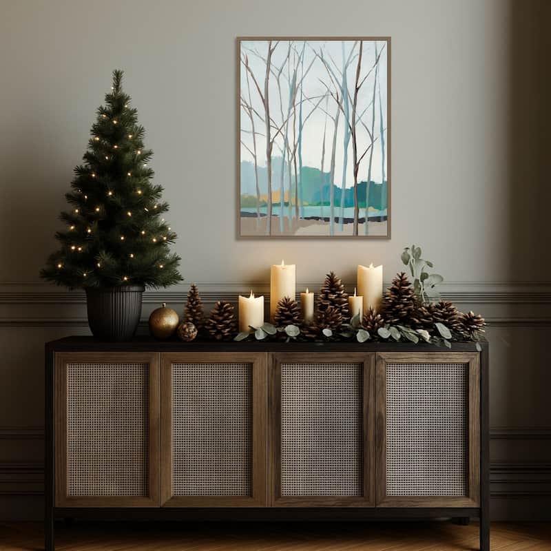 Winter Trees II by Isabelle Z Framed Canvas Wall Art Print - Sylvie Dark Gold