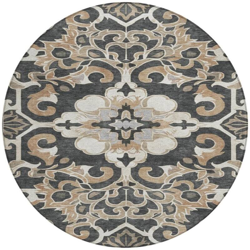 HomeRoots Damask Traditional Rectangle Outdoor Rug