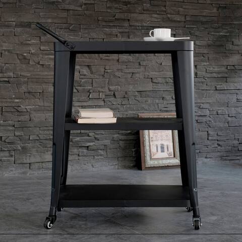 Harold 3-Tiered Industial Mobile Metal Bar/ Dining Cart