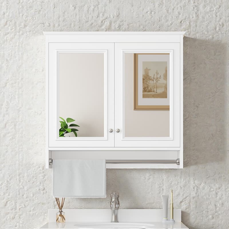 30 Inch Wall Mounted Medicine Cabinet with Mirror, Adjustable Shelves and Soft Close Doors