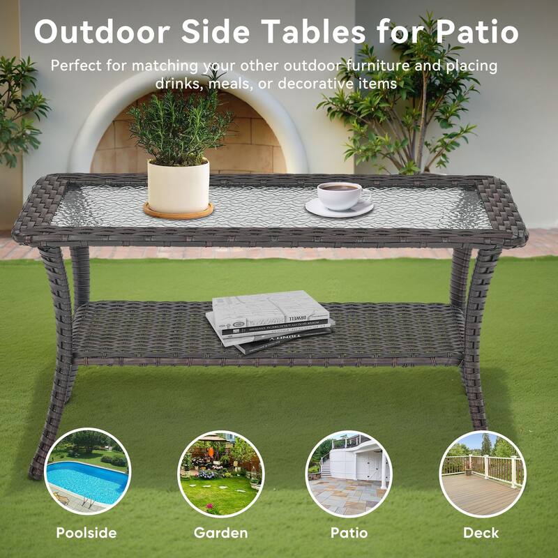 Pocassy 5 Piece Ooutdoor Sofa with Patio Chair Table