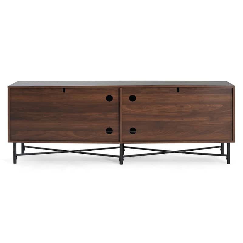 Functional 4-Door TV Cabinet - 2 Storage Spaces, Adjustable Shelves