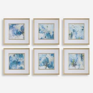 Uttermost Fresh Start Blue Abstract Prints, Set of 6