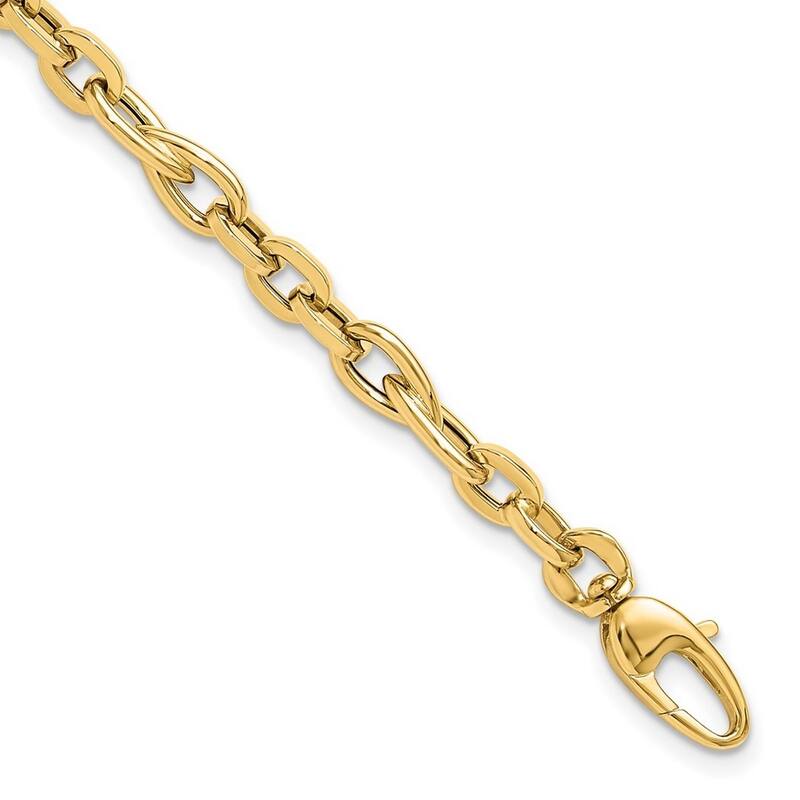 Curata 14k Yellow Gold Polished Fancy Link Bracelet 7.5 Inch