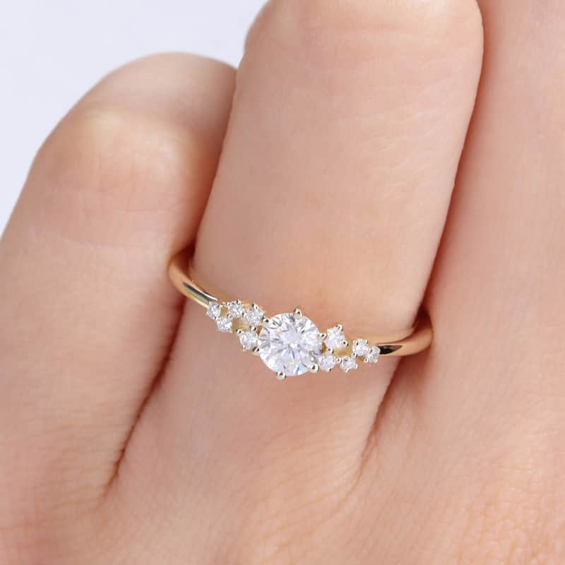 Miadora 10k Yellow Gold 1/2ct TDW Diamond Cluster Engagement Ring
