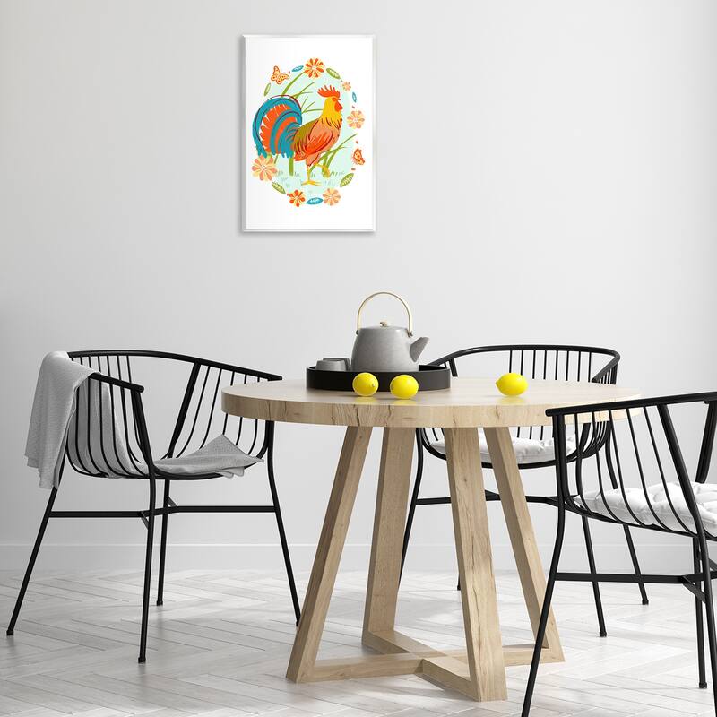 Stupell Rooster with Butterflies Border Wall Plaque Art Design By Hannah Moren