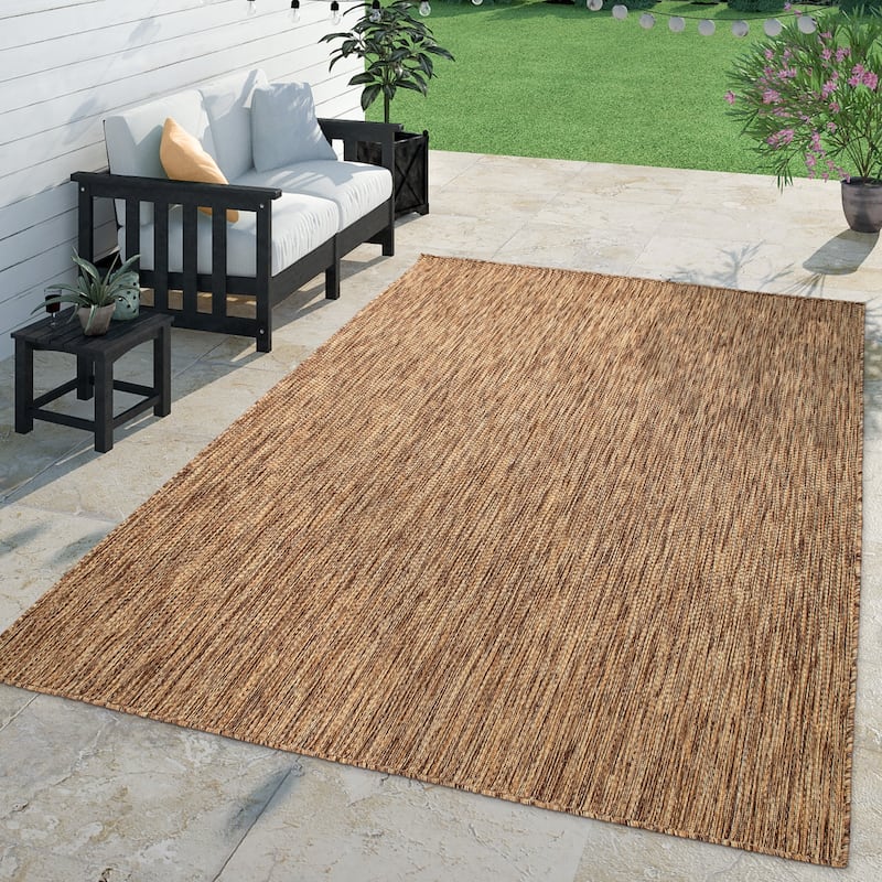 Variegated Waterproof Outdoor Rug for Patio - 4'7" x 6'7" - brown-beige