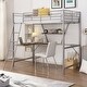 preview thumbnail 10 of 16, Twin Size Metal Loft Bed with L-Shaped Desk & Shelf & Full-Length Guardrail & Ladders Silver
