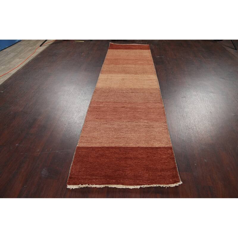 Modern Oriental Gabbeh Kashkoli Runner Rug Wool Hand-knotted Carpet - 2'7" x 10'3"