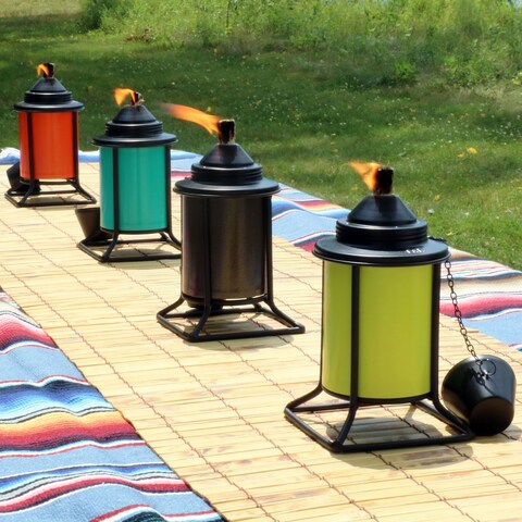 Sunnydaze Multi-Color Outdoor Backyard Patio Tabletop Metal Torches - Set of 4 - Set of 4 Torches