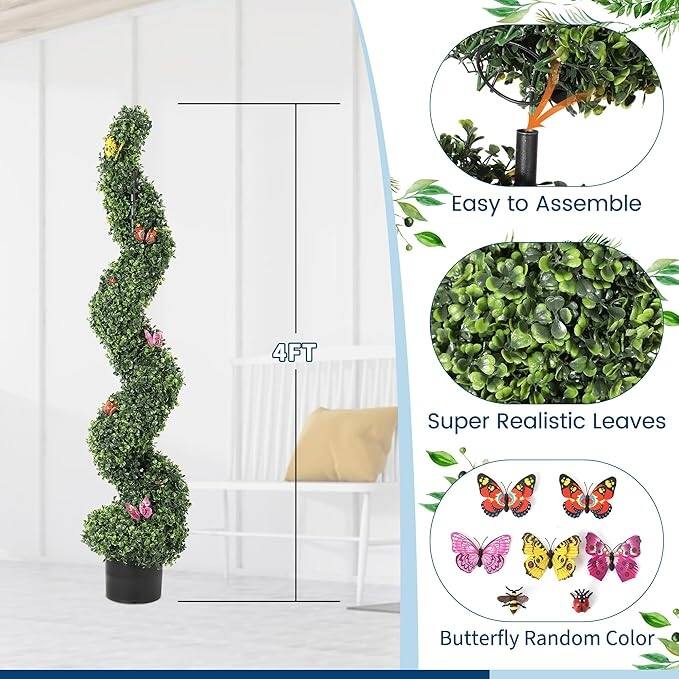 2 PCS Artificial Spiral Topiary Trees for Home Decor