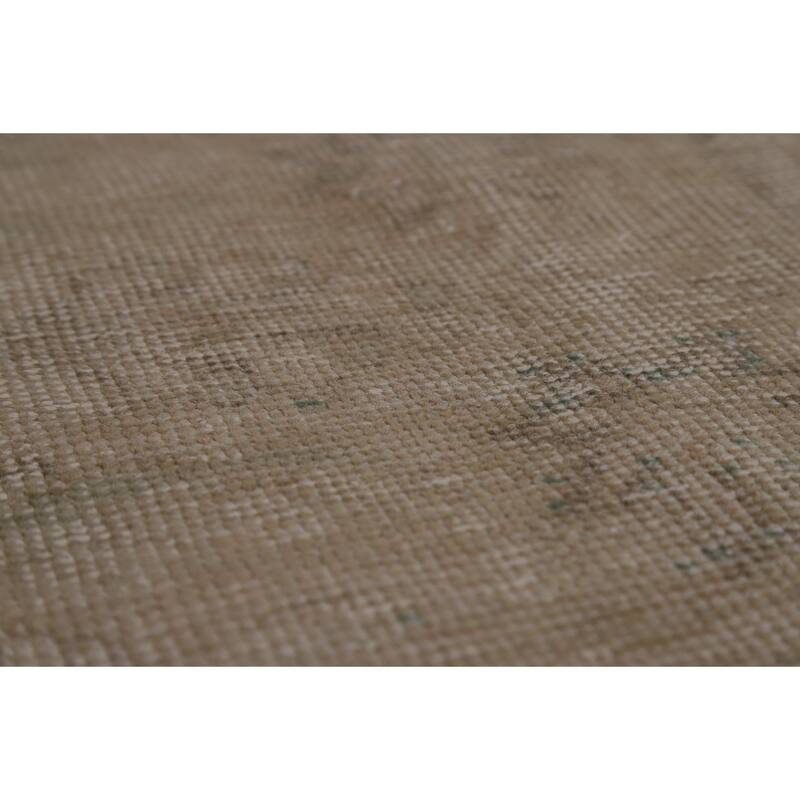 Distressed Beige Tabriz Persian Vintage Rug Hand-Knotted Wool Carpet - 9'1"x 11'9"