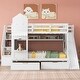 preview thumbnail 19 of 20, Solid Wood Full Over Full Castle Style Bunk Bed with 2 Drawers 3 Shelves and Slide and Storage Stairs