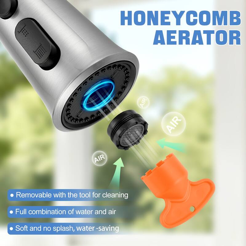 WOWOW Pull Down Kitchen Faucet Spray Head with 9 Adapters Kit