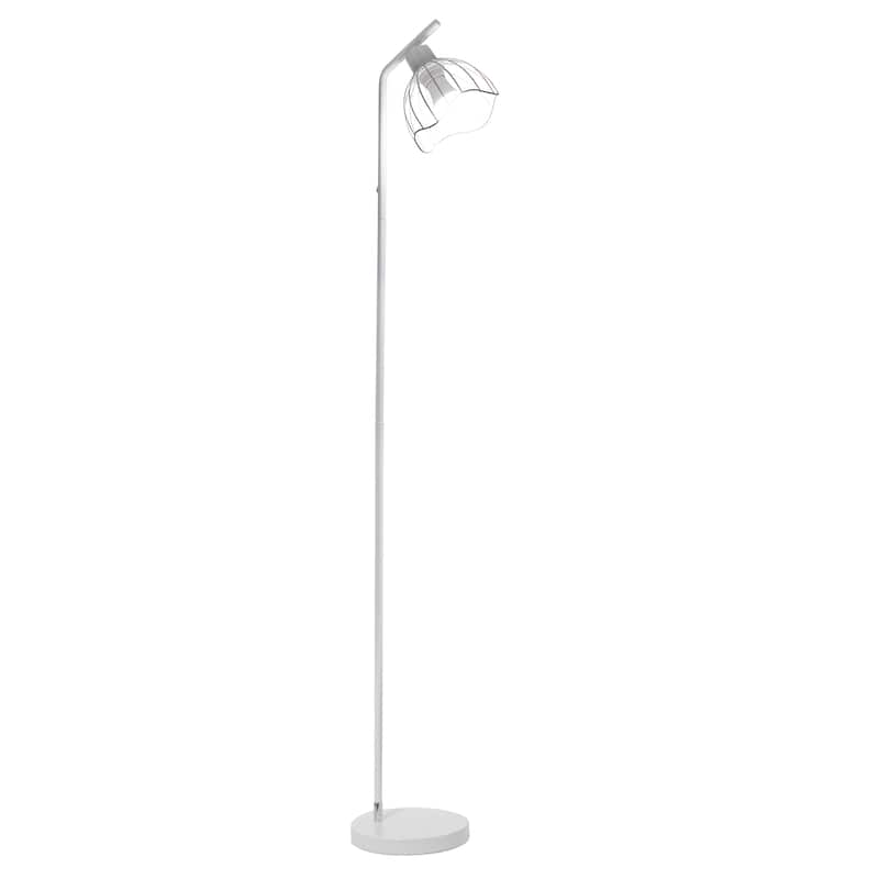 Metal Industrial Cage Floor Lamp with Curved Arm and Rotary Switch - 9.57 x 7.87 x 54.50 in. (L x W x H)