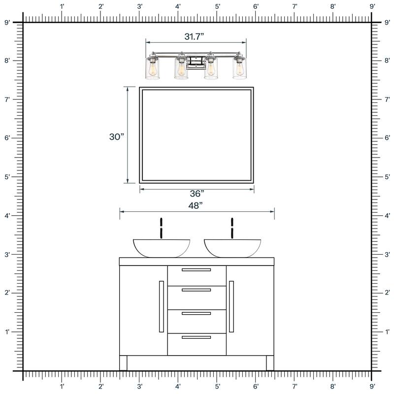 Bathroom Vanity Light,Wall Sconce Lamp Over Mirror with Clear Glass Shade