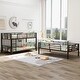 preview thumbnail 2 of 7, Twin Size Metal Triple Bunk Bed, with Wood Decoration Footboard and Headboard and Full-length Guardrail